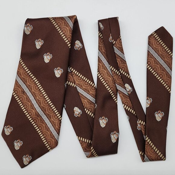 1960's 70's Necktie Stripe Geometric Brown White 4.5" W 55.5" L VTG Retro - Picture 1 of 4
